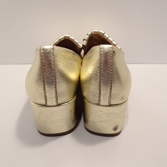 Gentle Souls Kenneth Cole Ethan Loafer Size 6 Gold Leather Block Heel Kiltie - Picture 4 of 6